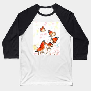 Orange Butterflies Baseball T-Shirt